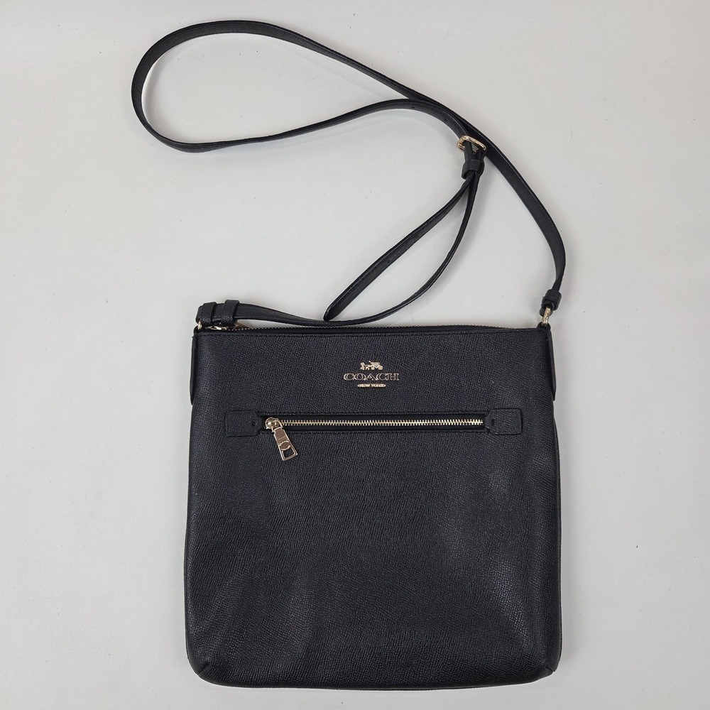 Coach Rowan File Bag in Black Crossgrain Leather C1556 Clean Excellent